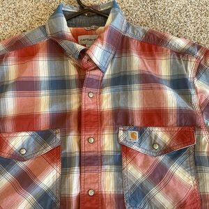 Carhartt Men’s L Red White & Blue Western Pearl Snap Shirr